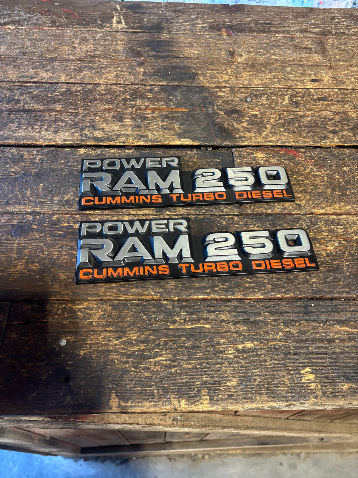 1989 - 1993 DODGE POWER RAM 250 EMBLEMS DECALS FENDER BADGES SET