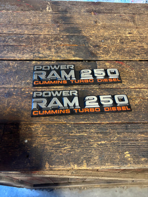 1989 - 1993 DODGE POWER RAM 250 EMBLEMS DECALS FENDER BADGES SET