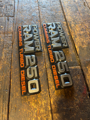 1989 - 1993 DODGE POWER RAM 250 EMBLEMS DECALS FENDER BADGES SET