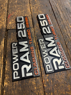 1989 - 1993 DODGE POWER RAM 250 EMBLEMS DECALS FENDER BADGES SET