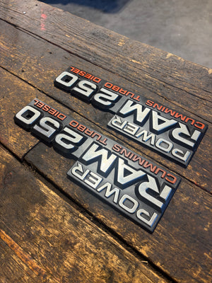 1989 - 1993 DODGE POWER RAM 250 EMBLEMS DECALS FENDER BADGES SET