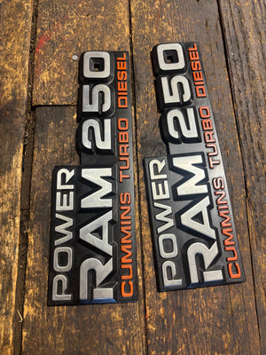 1989 - 1993 DODGE POWER RAM 250 EMBLEMS DECALS FENDER BADGES SET