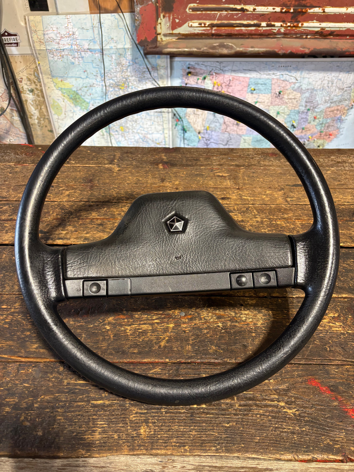 OEM 1990 1991 MINT DODGE RAM 250 350 CUMMINS STEERING WHEEL &amp; HORN PAD CRUISE