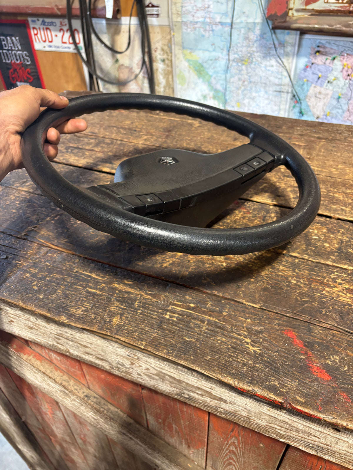 OEM 1990 1991 MINT DODGE RAM 250 350 CUMMINS STEERING WHEEL &amp; HORN PAD CRUISE