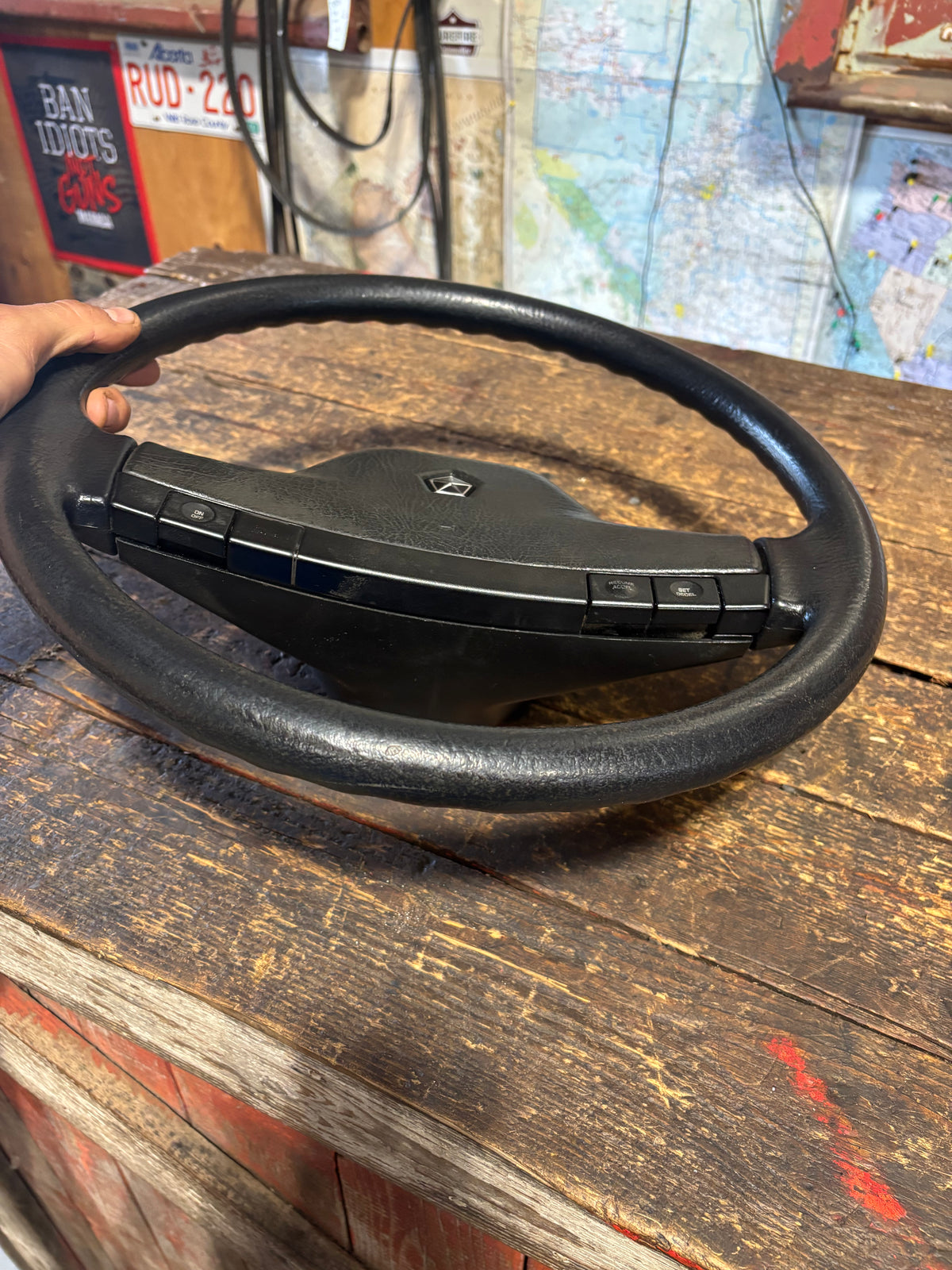 OEM 1990 1991 MINT DODGE RAM 250 350 CUMMINS STEERING WHEEL &amp; HORN PAD CRUISE