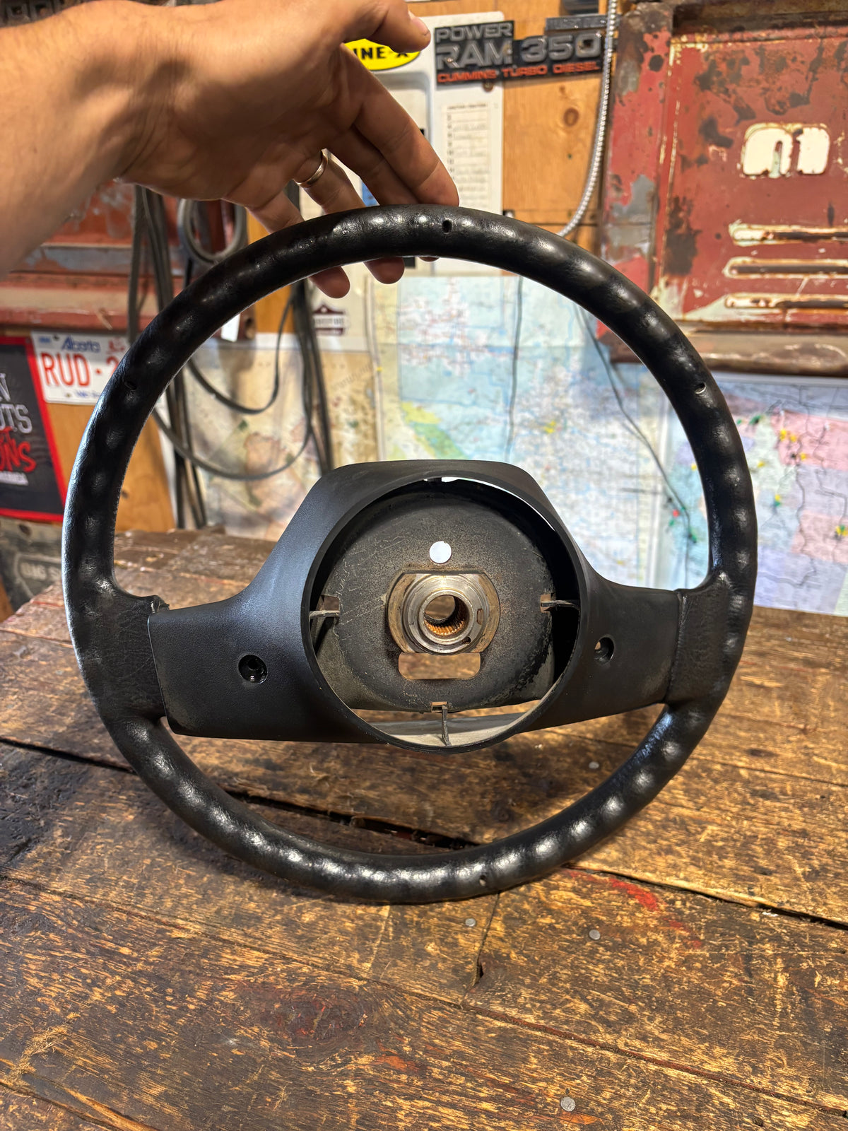 OEM 1990 1991 MINT DODGE RAM 250 350 CUMMINS STEERING WHEEL &amp; HORN PAD CRUISE