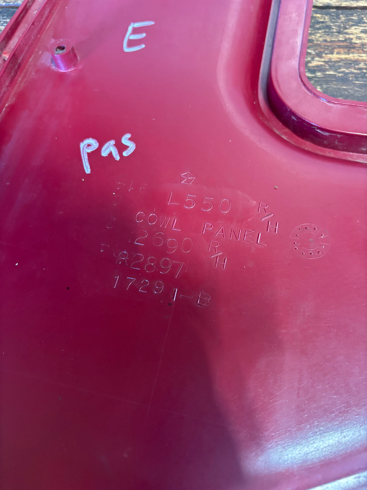 89-'93 Dodge Ram Red Passenger Right Side Kick Cowl Panel