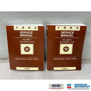 Mopar 1992 Dodge Rear Wheel Drive Truck Factory Service Manual – 2 Volume Set