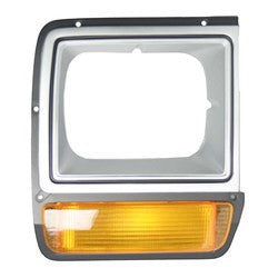 1986 - 1990 DODGE RAM 150 250 350 PASSENGER HEADLIGHT DOOR / BEZEL, SILVER &amp; BLACK
