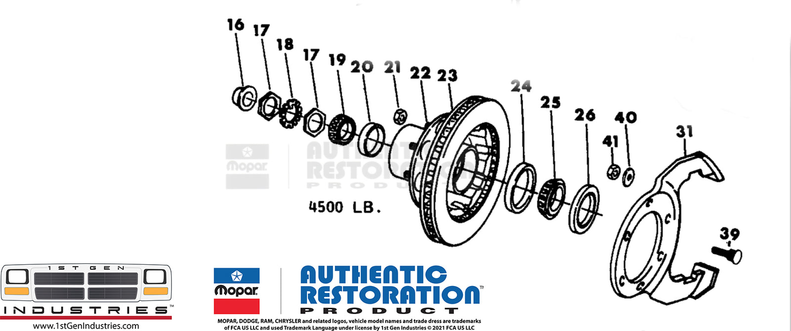 89-93 1ST GEN DODGE RAM W250/350 Front Hub Bearing and Seal Kit – Mopar Authentic Restoration