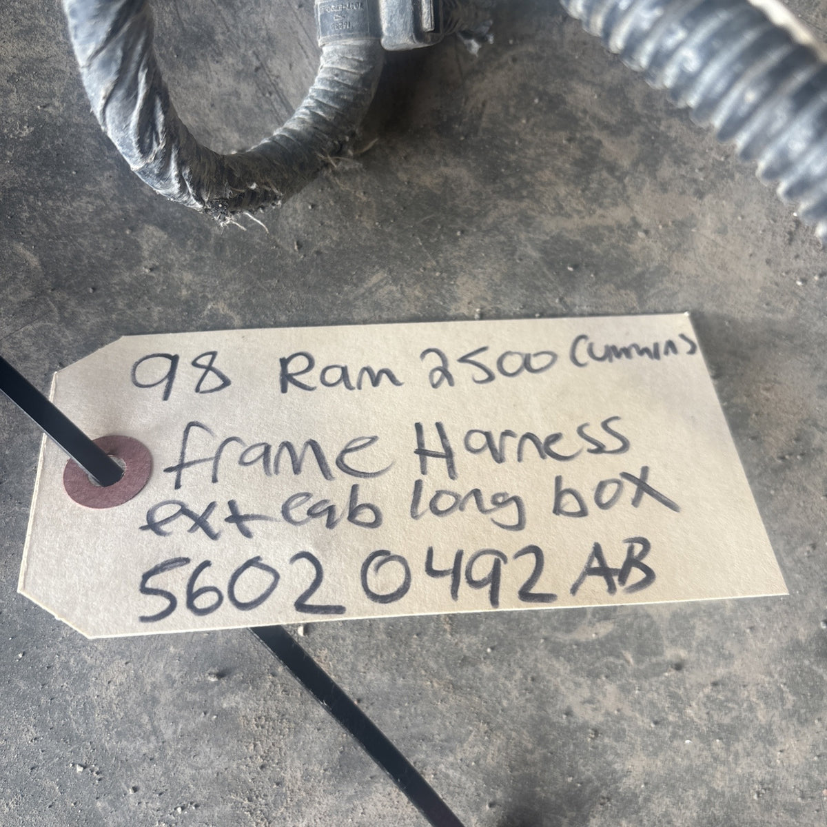 1998 DODGE RAM 2500 CUMMINS FRAME WIRING HARNESS EXT CAB SHRT/long Bx 56020492AB